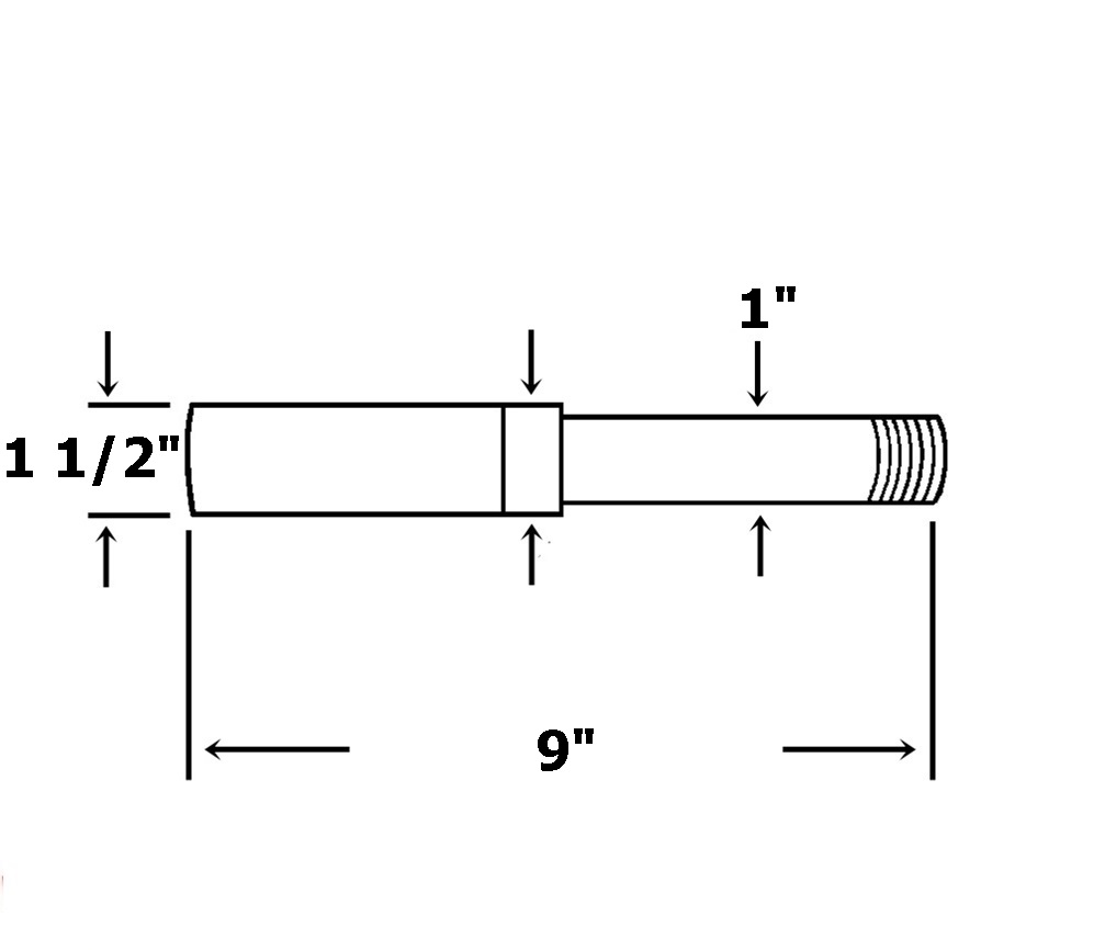BOUT POUR ESSIEU DE REMORQUE 9 POUCES X 1.50
